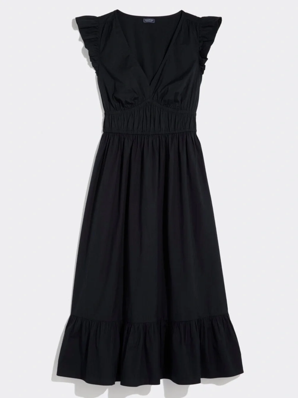 Vineyard Vines Black V-Neck Ruffle Midi Dress - Picture 4 of 5